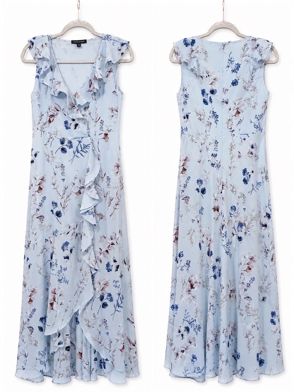 Banana Republic Light Blue Floral Ruffled Maxi Dress